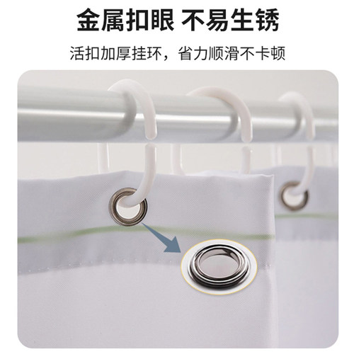 中式复古浴室防水浴帘布套装免打孔卫生间淋浴防S霉厚高档隔断帘