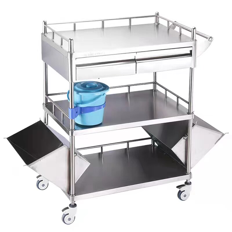 特厚304不锈钢医用p推车置物架手推工具治疗车美容护理医院小推车