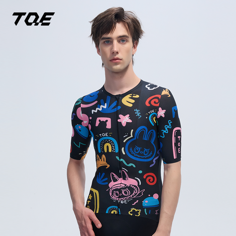 TQE 新款男士夏季印花公路车骑行服短袖男款速干户外骑行上衣