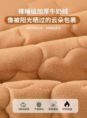 六面全包拉炼款牛席奶垫绒床251031笠珊瑚绒床罩厚加绒加梦思床保