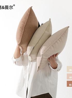 轻奢高级感纯亚麻抱枕床头垫腰靠枕抱枕套枕厅含芯客色ODV沙发靠