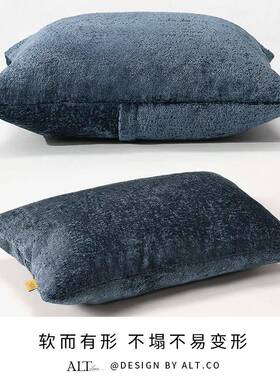 蓝色轻高端形沙发抱枕套不含芯客厅奢级感长高ALT-24-B方靠背靠垫