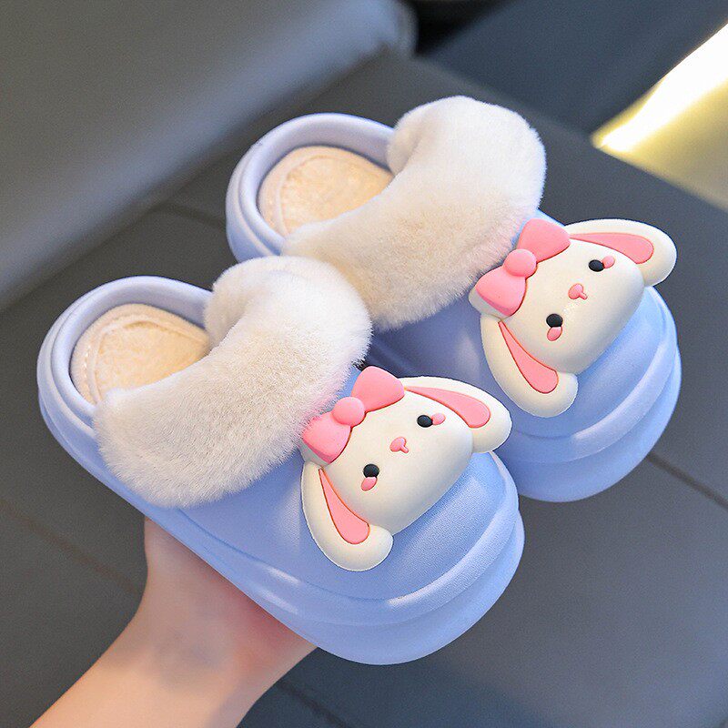 儿童棉拖鞋冬女童可爱保暖加绒防水棉套中小童宝宝外穿包跟棉拖鞋