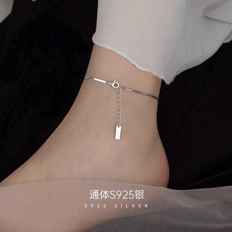 蛇骨链纯银脚链女款2026新款高级感轻奢小众精致气质性感足链脚环
