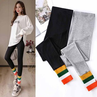 外穿辣妈咪高腰托腹遮肚显瘦彩虹条裤 孕妇装 春秋新款 打底裤 子 时尚