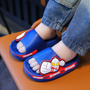 奥特曼儿童凉拖鞋夏外穿男童踩屎感防滑软底室内洗澡大中小童拖鞋