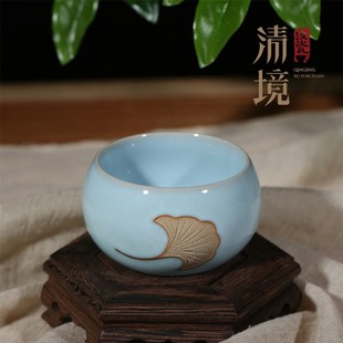 汝窑高端全手工单个单杯个人杯可养茶杯品茗杯禅定杯陶瓷主人杯