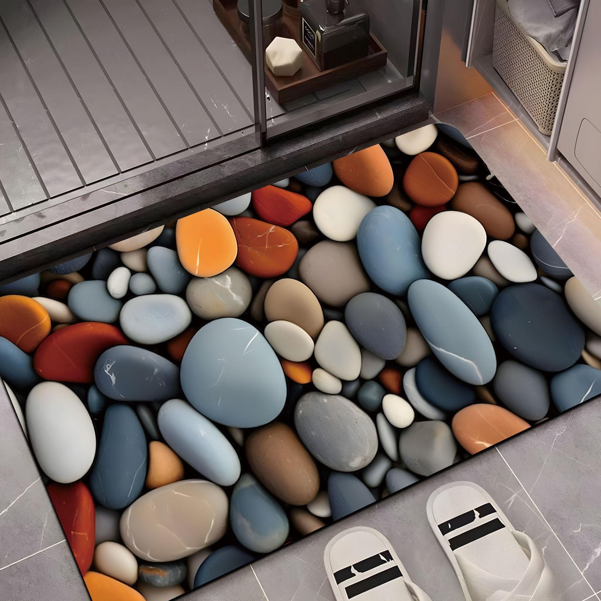 【下单立减50】3D裸眼质感鹅卵石硅藻泥地垫浴室卫生间吸水_wh