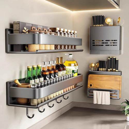 德国厨房置物架调料架免打孔壁挂式调味料刀架筷筒钻板架收纳架子