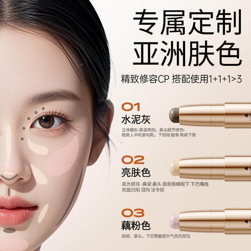 2025新款双头高光修棒提亮脸部影鼻影立容体感三合XFU一阴体两用