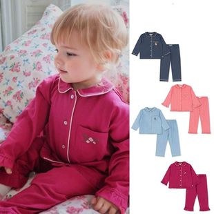 欧美儿童睡衣套装女宝宝家居服纯棉a类女童长款丹麦风男童居家服