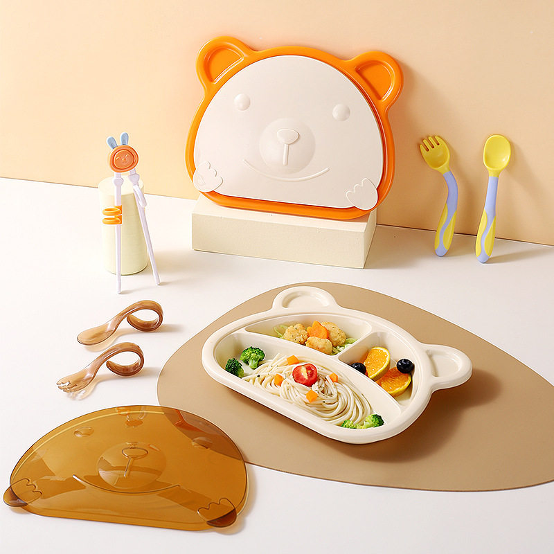 卡通餐盘分格盘可微波婴儿塑料辅食碗吃饭训练勺子儿童餐具套装