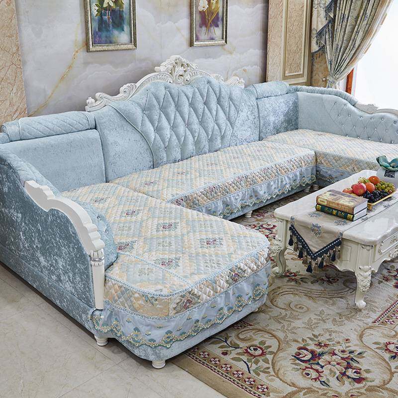 欧式沙发套罩全包防滑四季通用简欧U型贵妃布坐垫保护套定 做