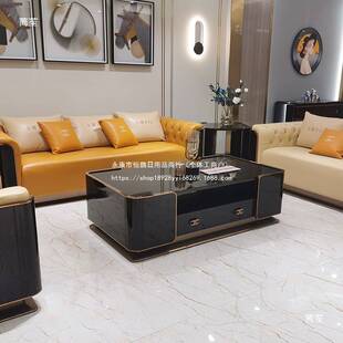 意式轻奢沙发电视柜套房茶几2024年新款港式客厅沙发家具角几