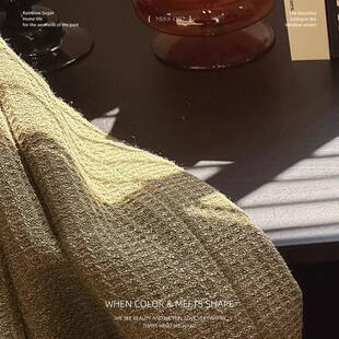 3941复古棉麻提花华夫田田复幔绿帘款式窗帘客厅古卧室窗帘