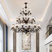 复式 楼大吊灯后现代轻奢水晶灯别墅挑空楼中楼大厅灯跃层客厅吊灯