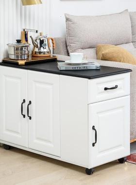 W6轻奢风客厅沙发边几茶移几可动功经茶水柜济型床HOS头柜带抽多