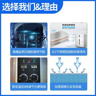 四门冰冷箱商用冷藏冻双机双温保鲜锈钢柜大容不量AUE立式 冰柜冷