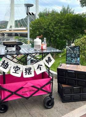 网红折摆摊车叠露营推户车摆地外摊小推车可升降折VSW叠桌子野餐