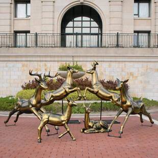 大型户外玻璃钢鹿场摆件花SZF雕园庭院草坪装饰品商仿动真物梅花