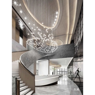 酒店大堂圆盒吊灯售楼部前台矩阵式灯光商场楼梯挑空艺术灯具