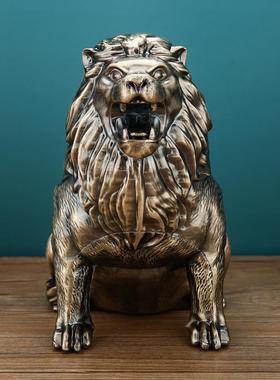 厅狮动烟灰缸家FXM用客轻奢网红物烟缸办子公室餐桌防飞灰带盖摆