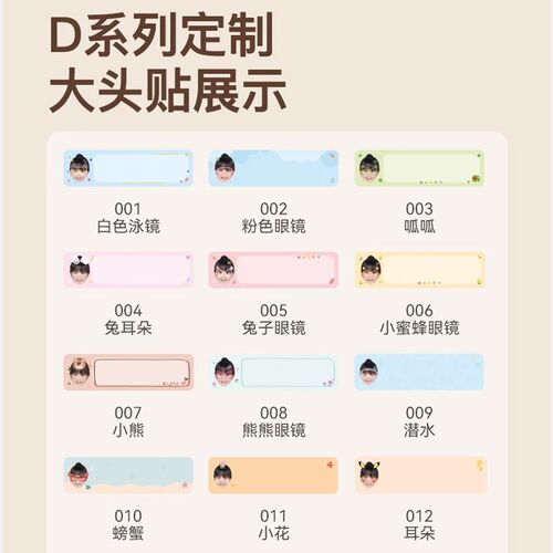 【定制大头贴姓名贴】精臣头像名字贴幼儿园宝宝防水防油耐撕儿童