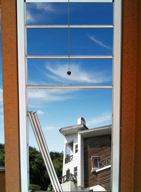 意美达牌上下卷帘防护栏纱窗 白色隐形防盗窗 灰色护栏落地窗纱