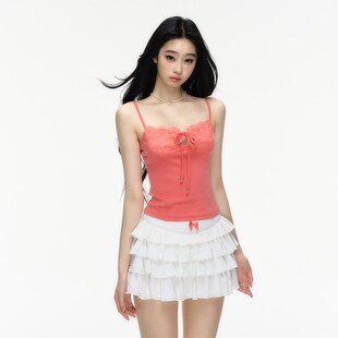 无袖 aoki 粉色蕾丝吊带背心女夏高级感外穿甜辣修身 泰式 上衣 doki