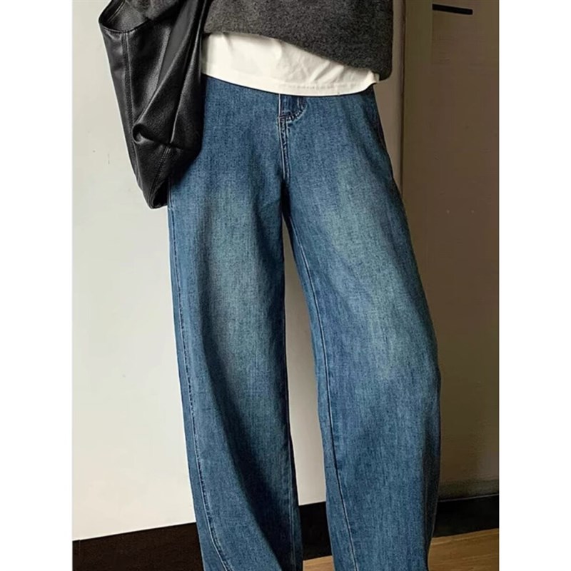 牛X货 巨炸裂!定制高个子复古蓝直筒牛仔裤女春秋显瘦拖地裤子