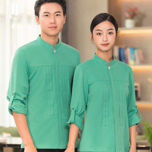 川菜馆巴奴火锅服务员传菜员春秋工作服长袖可调节袖男女定制logo