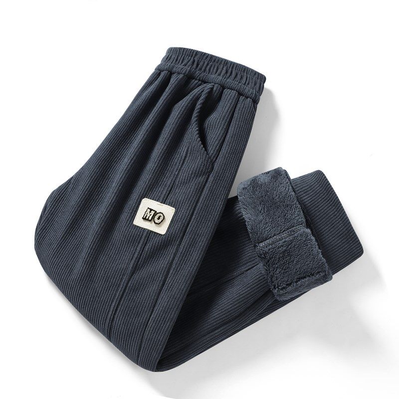 男童冬季加绒裤子新款儿童灯芯绒直筒长裤羊羔绒一体绒加厚保暖