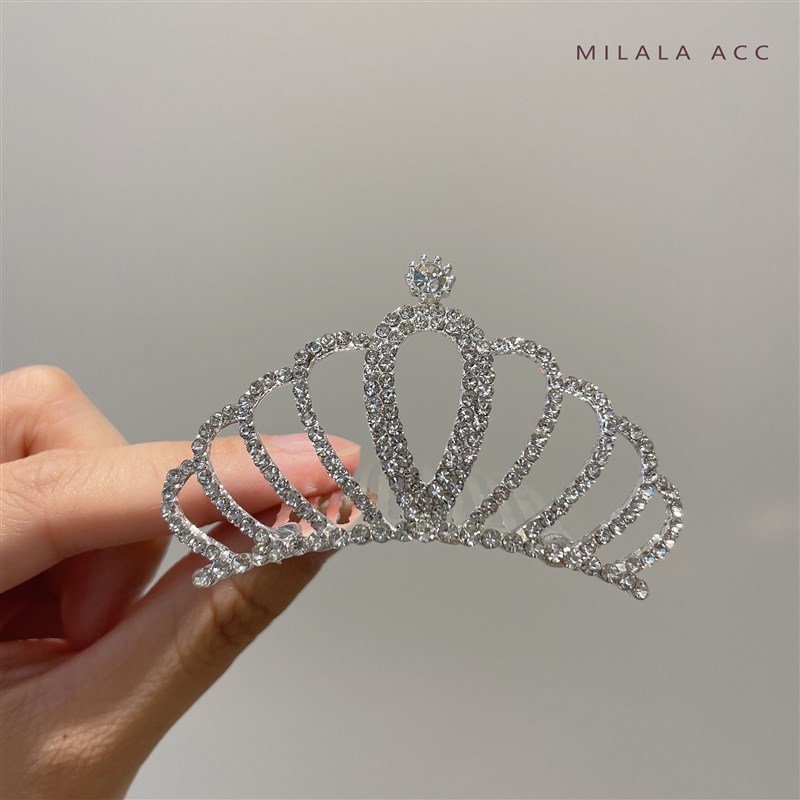 皇冠头饰儿童公主表演珍珠发饰宝宝皇冠插梳女童生日王冠发夹发卡