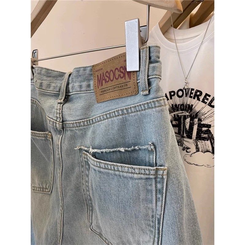 大码女装胖妹妹mm浅色直筒牛仔短裤夏季宽松显瘦阔腿五分裤200斤