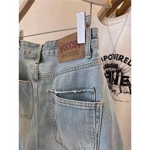 大码女装胖妹妹mm浅色直筒牛仔短裤夏季宽松显瘦阔腿五分裤200斤