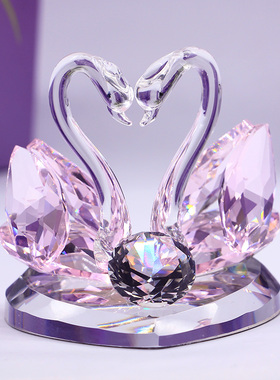 创意水晶天鹅新居结婚送礼品礼物新婚客厅电视酒柜摆件家居装饰品