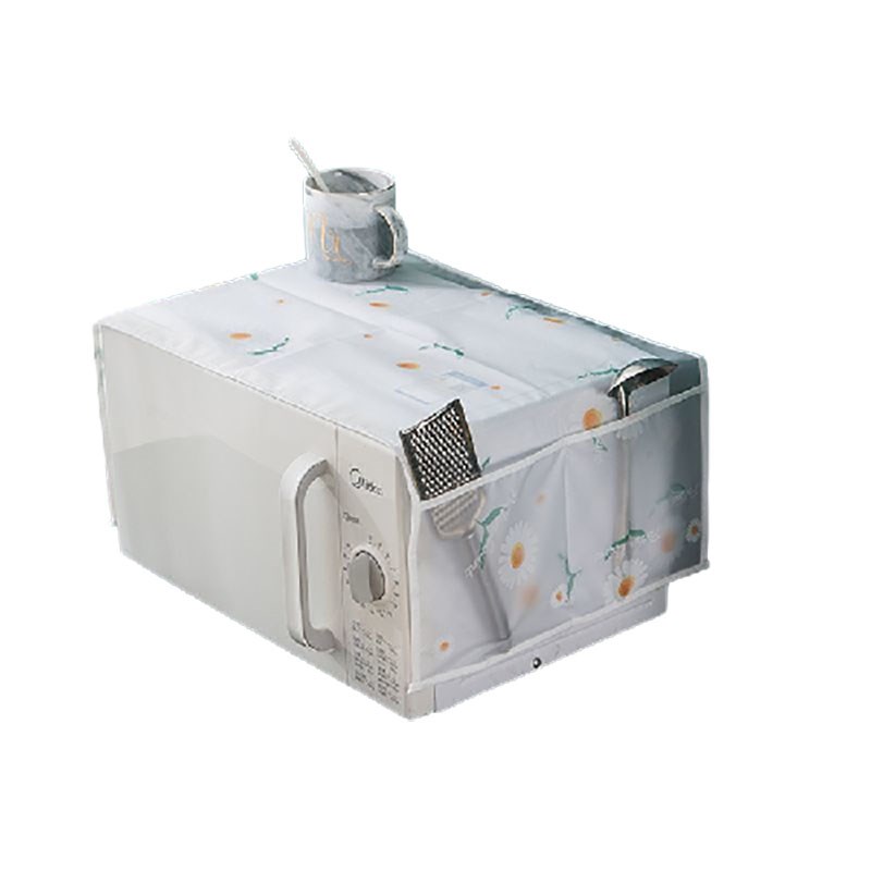 新款时尚简约PEVA冰箱防尘罩防水防油加厚洗衣机两侧口袋收纳罩