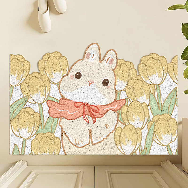 自由裁剪卡通可爱兔啾门口入户丝圈地垫小清新好打理地垫奶油风,居家布艺,入户地垫,淘宝优惠券,粉丝福利购,淘宝优惠卷