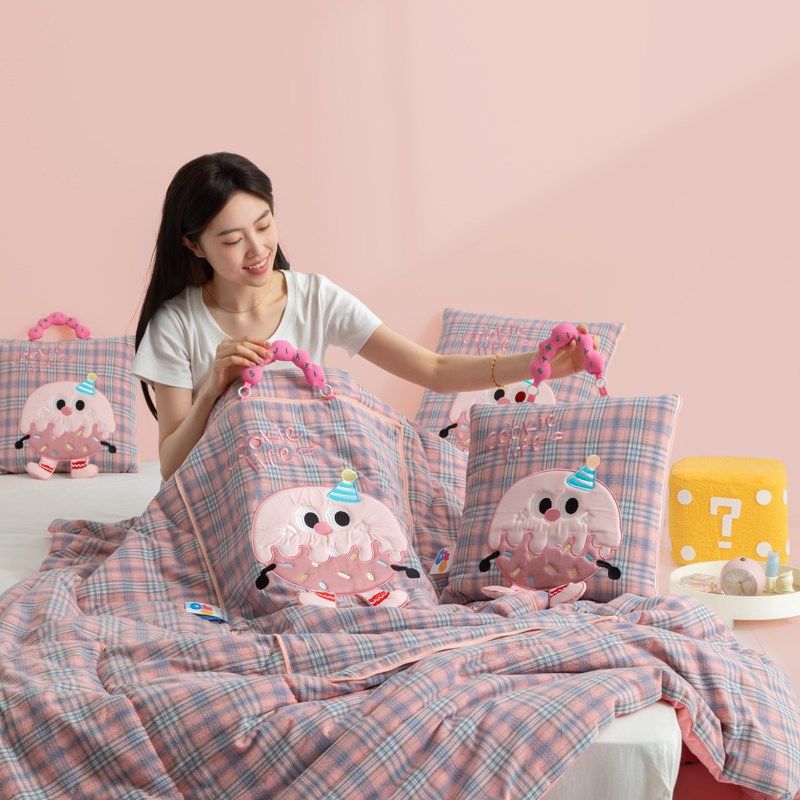 全棉 手提式 抱枕被子两用2025新款车用靠枕办公室午睡车载枕头被