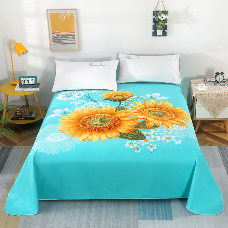 新款3D床单单件磨毛蓝色粉色加厚加密亲肤双人床单老式大版花240x