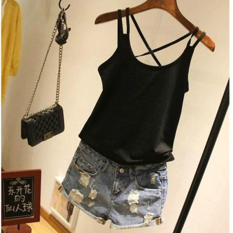 纯棉吊带背心女夏外穿性感内搭宽松遮肚子打M底加肥加大码胖mm美