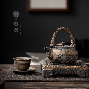 功夫茶具茶杯陶瓷品茗杯复古小茶碗仿柴烧主人杯单杯喝茶杯子日式