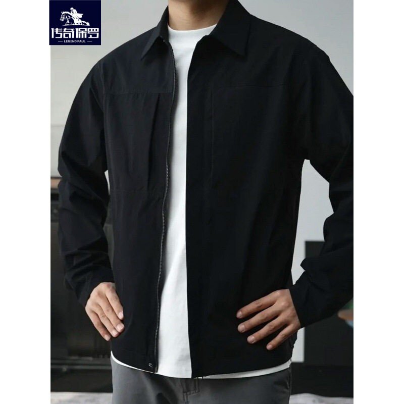 保罗男士工装夹克2026年春季潮流宽松休闲翻领极简行政外套男款