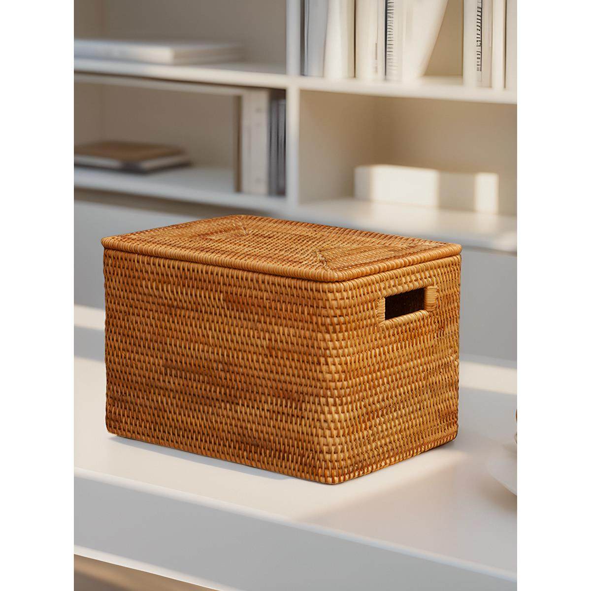 收纳筐越南藤编整理收纳箱有盖秋藤编织收纳盒衣物收纳桶储物民宿,3C数码配件,USB多功能数码宝,淘宝优惠券,粉丝福利购,淘宝优惠卷