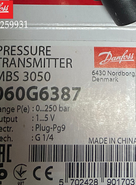 丹佛斯MBS3050 060G6387压力传感器250bar压力变送器特价danfoss