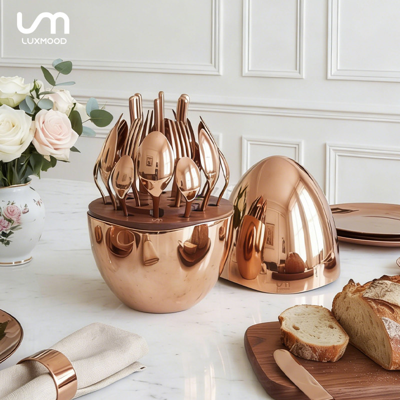 LUXMOOD勒慕家居轻奢高级刀叉中式西餐具勺子家用不锈钢魔蛋套装