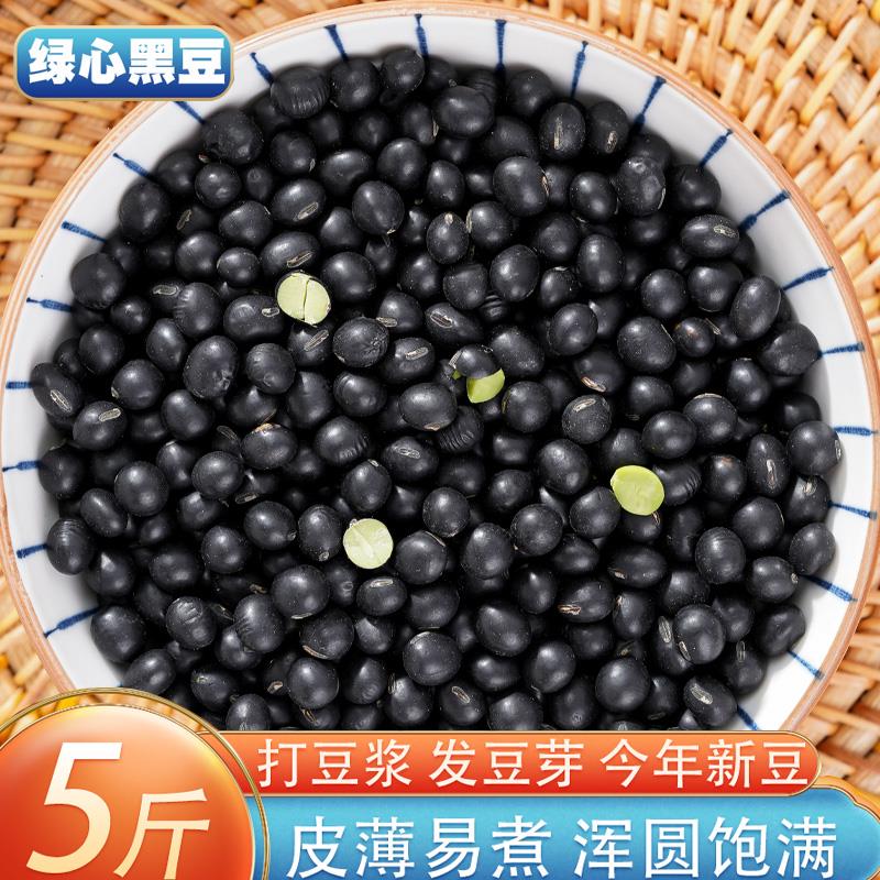 绿心黑豆新货5斤乌豆五谷杂粮打豆浆老品种绿芯青仁黑豆醋泡粗粮