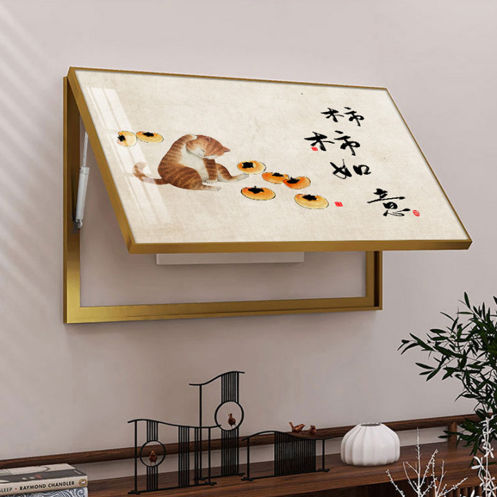 现货速发柿柿如意电表箱装饰画新中式遮挡横版餐厅挂画客厅日式开图片