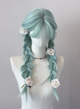 快速发货【薄荷奶绿】清凉感浅绿色假发jKk甜美自然仿真人发全头