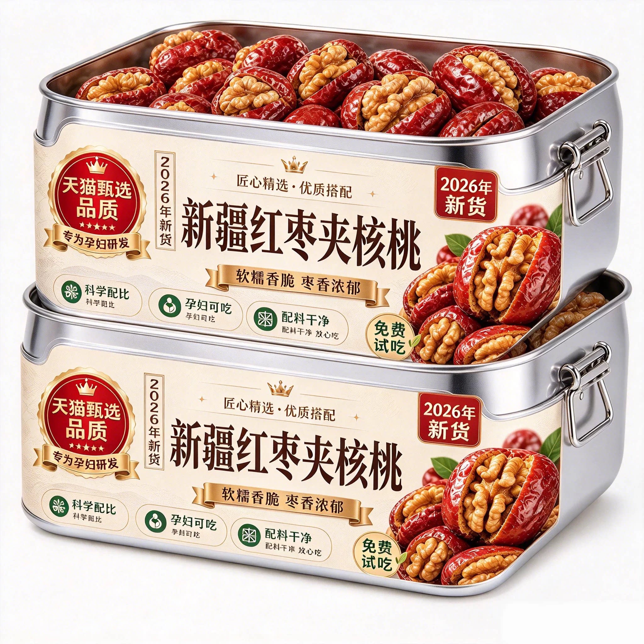 红枣夹核桃仁新疆特产500g袋装特大和田大枣夹纸皮核桃抱抱果零食